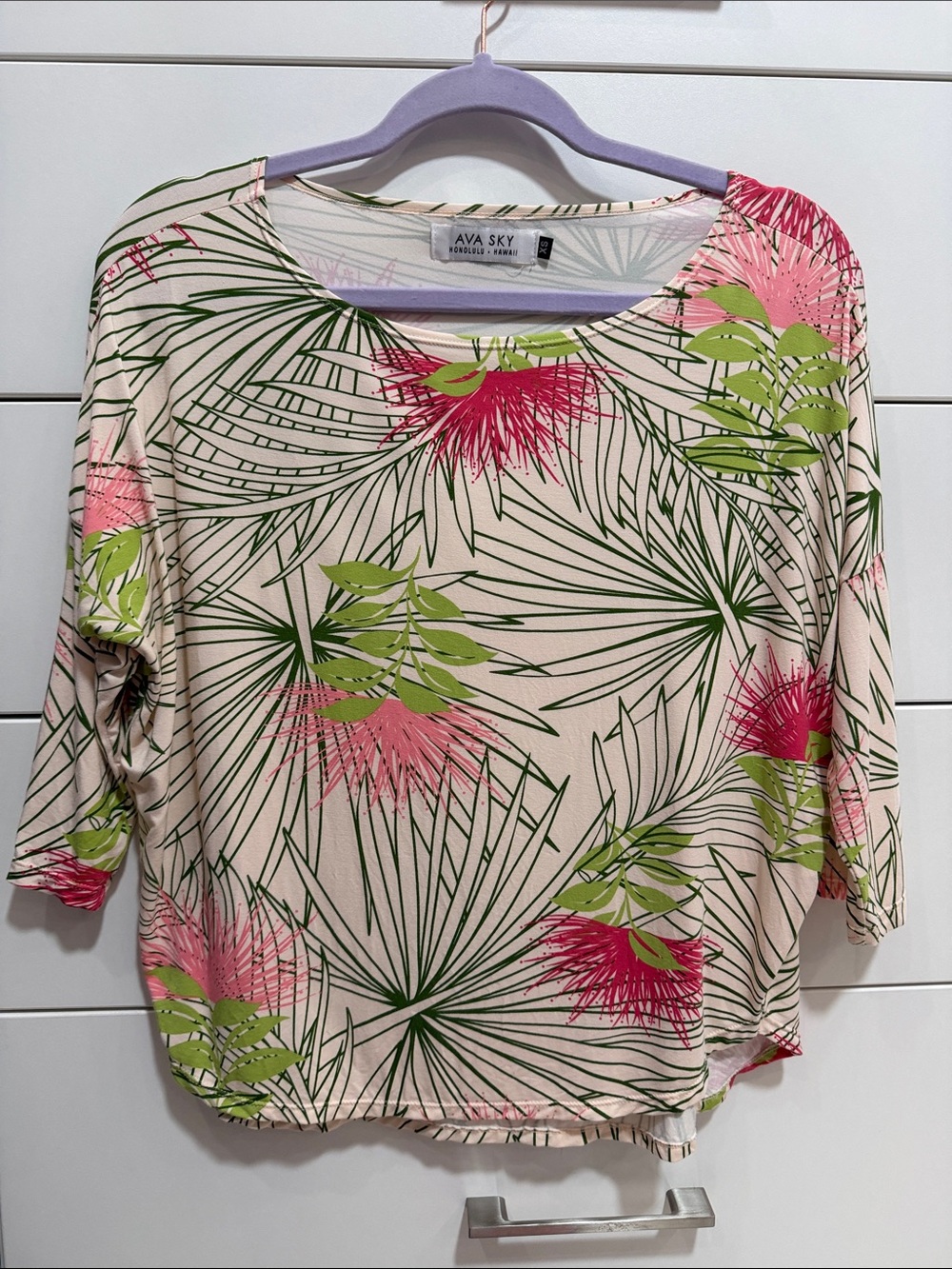 Ava Sky, top Winona, soft pink lehua, size XS, jersey, l/s